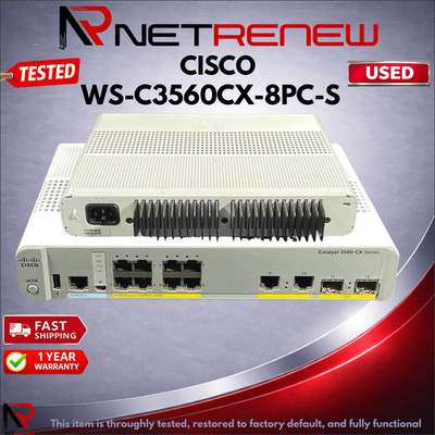 Cisco WS-C3560CX-8PC-S Compact 8-Port PoE Gigabit Switch, 2x1G Uplinks,Managed
