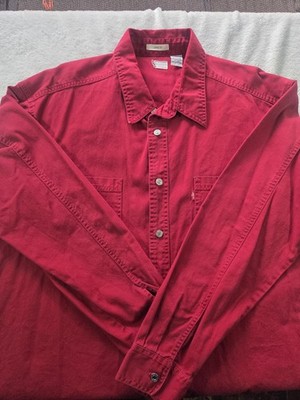 Levi s Red Loose Fit Button Up Shirt XL 100% Cotton Oversized Workwear