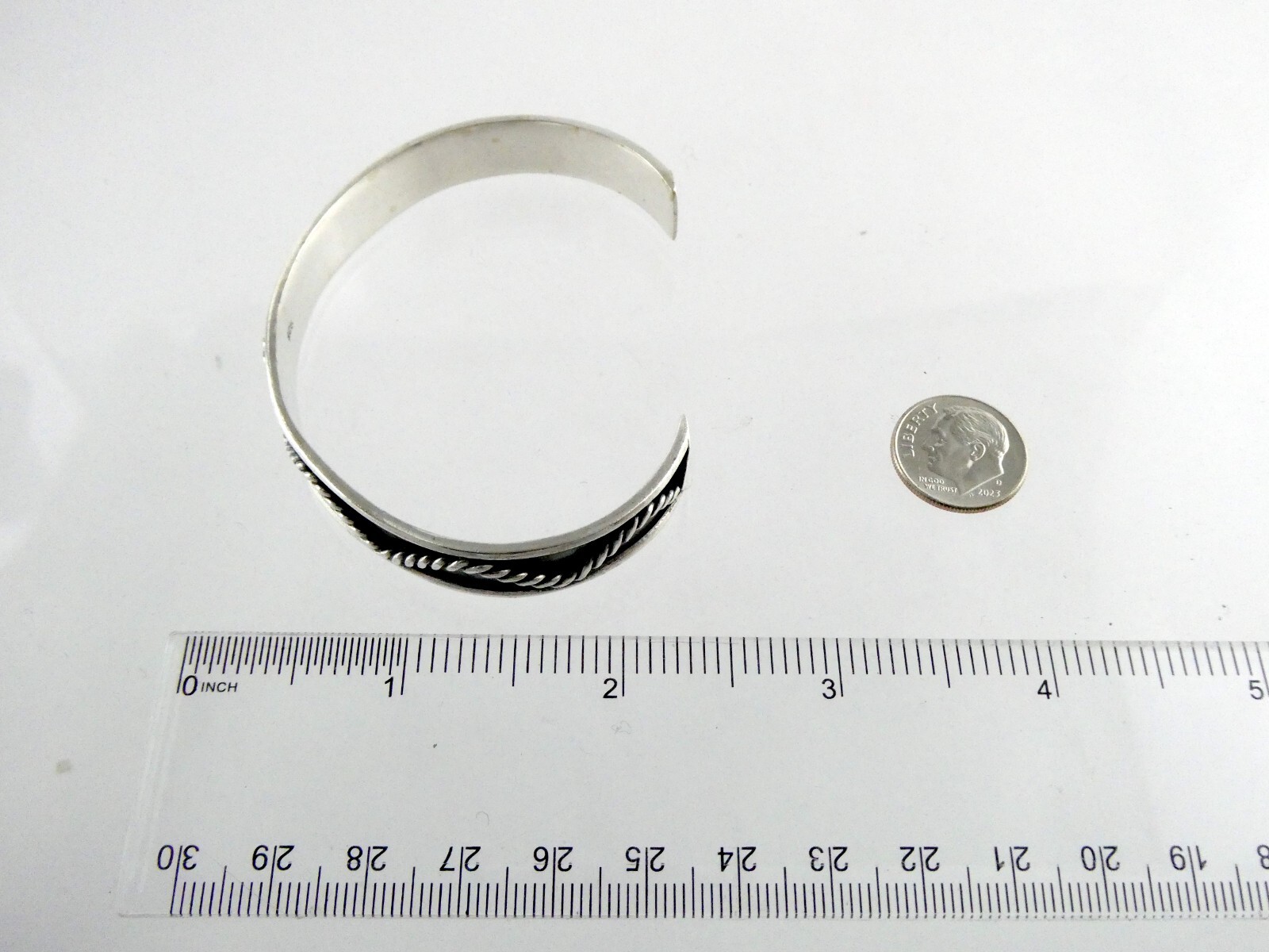 Sterling Silver Rope Pattern Design Cuff Bracelet… - image 12