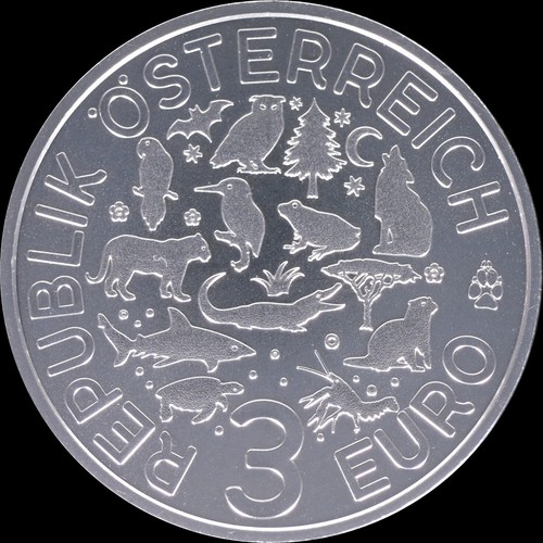 Österreich 3 Euro 2019 Fischotter Tier Taler - Imagen 2 de 2