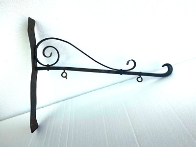 EARLY SMALL WROUGHT IRON SIGN HANGER / BRACKET ( FOR A SUNOCO RESTROOM SIGN ?? )