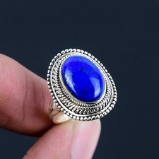 Natural Lapis Lazuli Ring Solid 925 Sterling Silver Gift For Her Lapis Jewelry