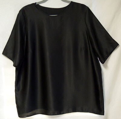 St Michael Marks Spencer UK Black Finely Woven Silky Polyester SS T Shirt  Top-XL | eBay