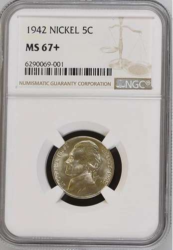 1942  5C  Jefferson Nickel NGC MS67+    6290069-001