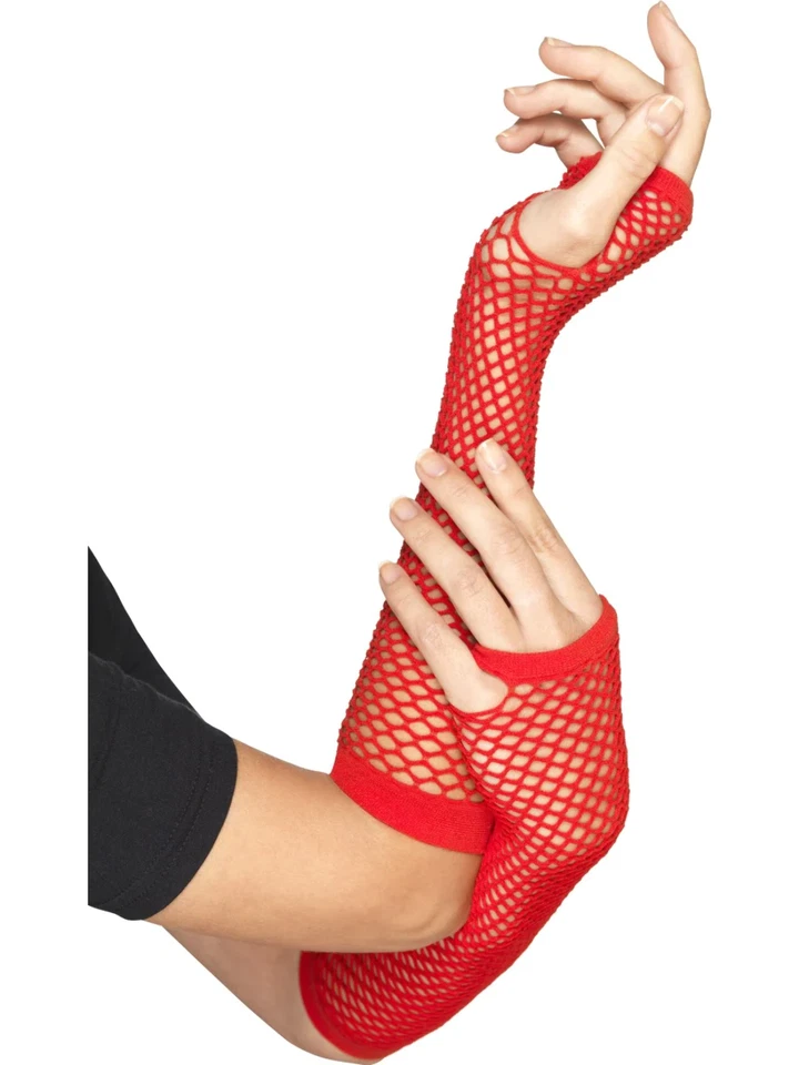 Guantes de rejilla para damas Vestido de fantasía Años 80 Accesorios Años 80 Guantes Foto 2 de 3