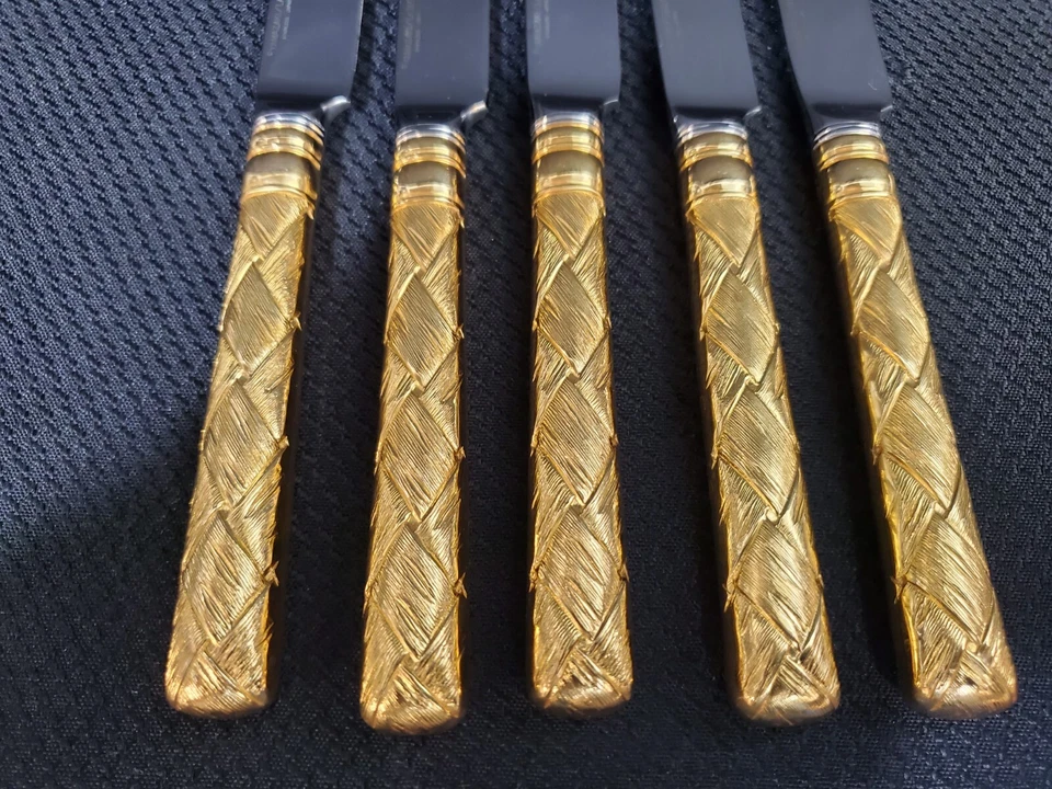 YAMAZAKI LASLO - TROIKA/ ATRIA GOLD - 5 Dinner Knives 9 1/2" - Image 2 of 4