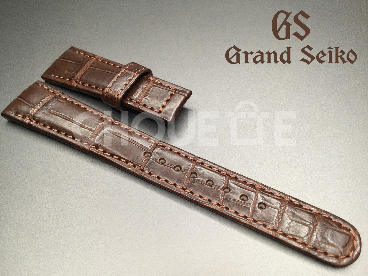 GS 19mm Brown Crocodile Leather Strap Grand Seiko SBGR089, 9S65