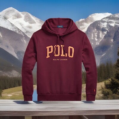 NWT-POLO RALPH LAUREN Men s Red RL+  POLO  Spell Out Fleece  Hoodie Sm