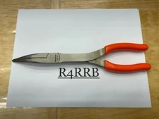 Snap-on Tools USA NEW ORANGE Soft Grip 11" Long Neck 35° Bent Nose Pliers 411CFO