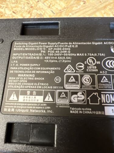 Ubiquiti Networks GP-H480-050G Switching Gigabit PoE Injector 48V 24W 0,5A - Bild 3 von 4