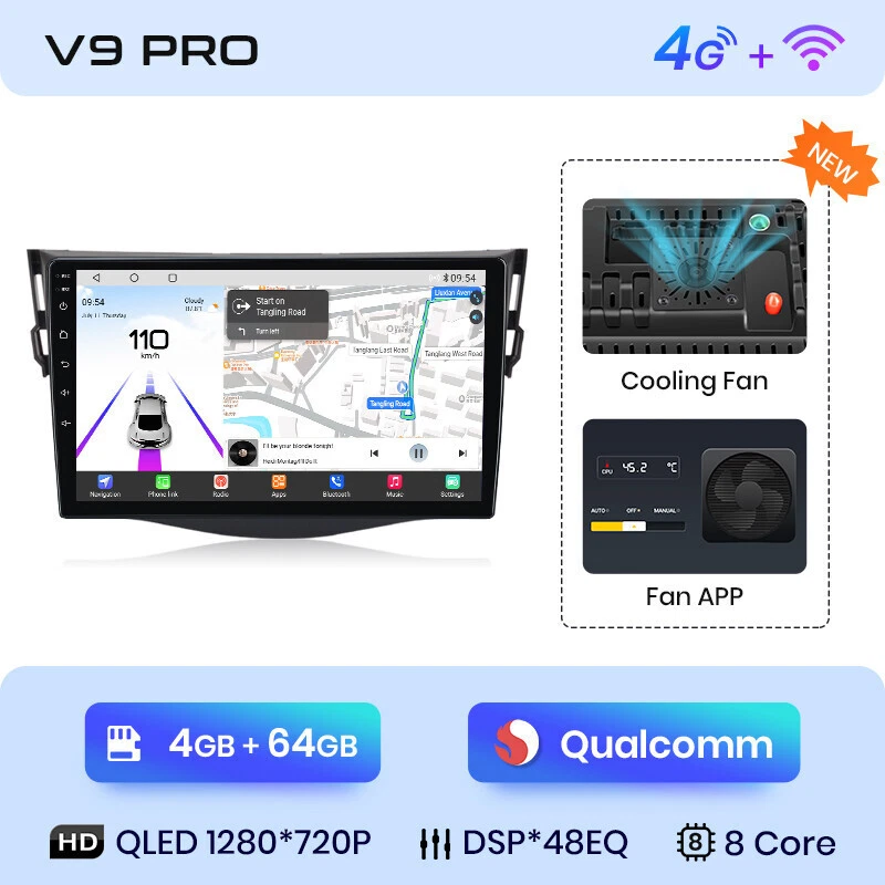 DAB+ 4+64G Für Toyota RAV4 2005-2013 Autoradio Android 13 Apple Carplay GPS Navi - Bild 2 von 4