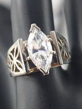 Vintage Sterling Silver Sparkling Gemstone Flower Band Ring Size 5 - 5 Grams