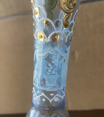Vintage Murano Blue And Gold Hand Made Glass Vase Rare Made In Italy 6 1/8” - Picture 7 of 8