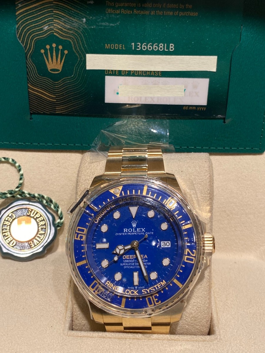 Moflin ゴールド 箱付き ROLEX 136668 18K Yellow GOLD DEEP SEA DWELLER 44MM DEEP BLUE