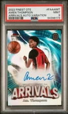 PSA 9 - AMEN THOMPSON #/99 Auto ON-CARD 2022 Topps Finest OTE Arrivals Variation