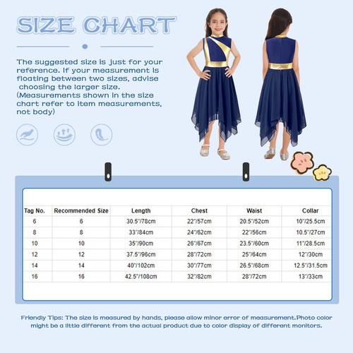 Kids Girls Gown Robe Costume Dance Dancing Dress Liturgical Dresses Breathable - Picture 17 of 56
