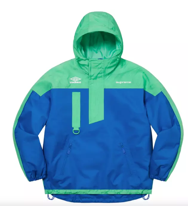 Anorak à capuche Supreme Umbro taille royale petit football streetwear logo pluie