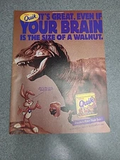 Nestle Quik Chocolate Dinosaur Print Ad 1999 8x11 Great To Frame
