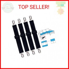 Korlon 4 Pack Bed Sheet Clips, Adjustable Heavy Duty Fitted Sheet Straps Clips,