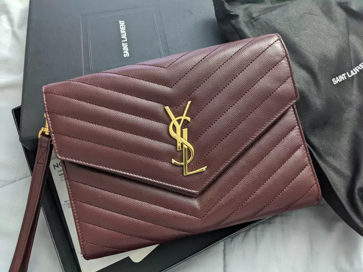 Saint Laurent Monogram Envelope Clutch Bag - Neutrals for Women