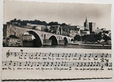 #129 Antike Postkarte auf Dem Brücke D'Avignon