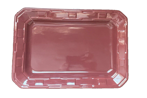 Longaberger Pottery Woven Traditions Platter Serving Tray Paprika red 9x13 USA - Picture 2 of 14