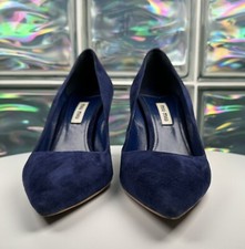 Miu Miu Pumps Damen Schuhe mit Absatz Gr. 38 Blau Rauleder