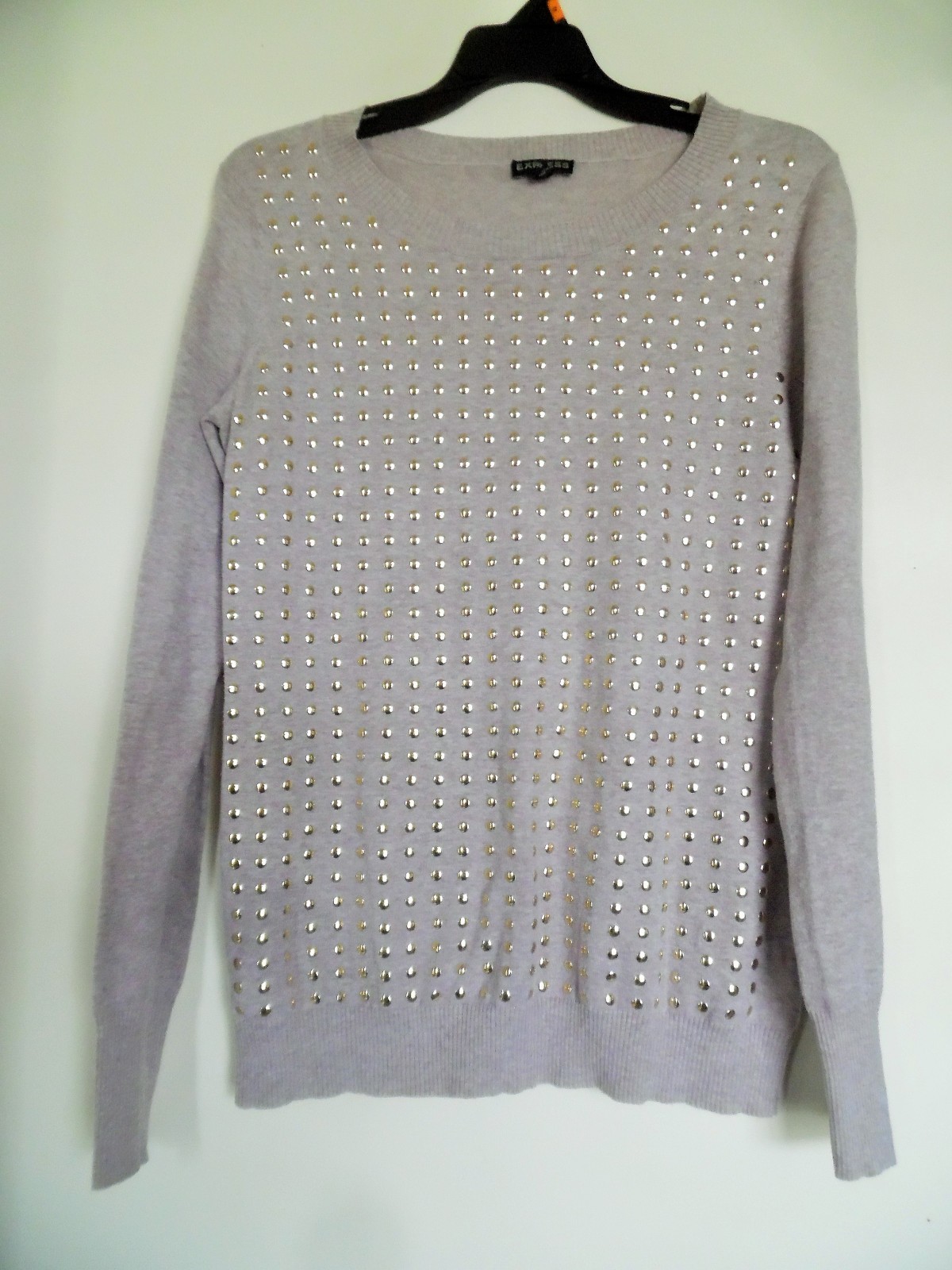 EXPRESS TAN GOLD STUD EMBROIDERED SWEATER TOP SIZE MEDIUM  