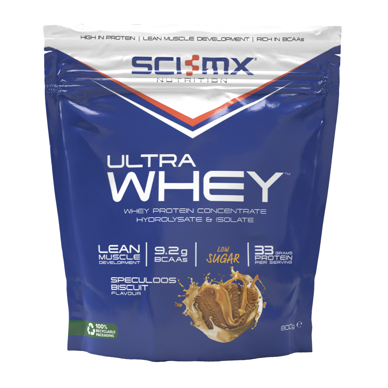 SCI MX Ultra Whey Protein Isolate Powder 800g Protein Shake Speculoos Biscuit