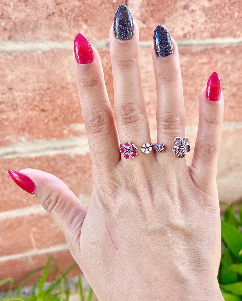 Anillo Doble Dedo Flor Melocotón Rosa Talla 8 Foto 4 de 4