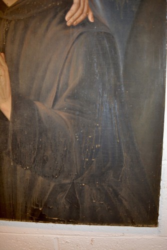 grande dipinto olio su tela raffigurante Madonna con Sant'Antonio epoca '800 - Foto 5 di 18