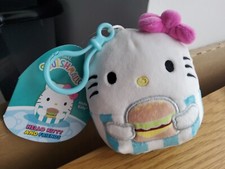 BNWT Squishmallows Hello Kitty With Hamburger Plush 2024 Sanrio  4" Keyring