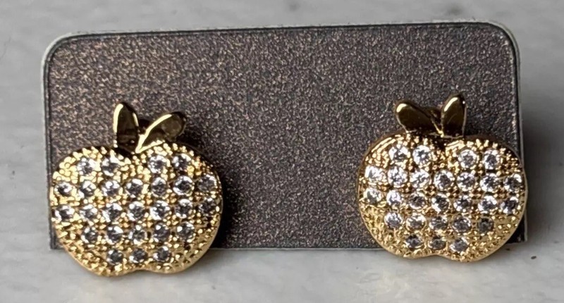 Cute Apple Earrings Gold Plated Hypoallergenic - Product main view