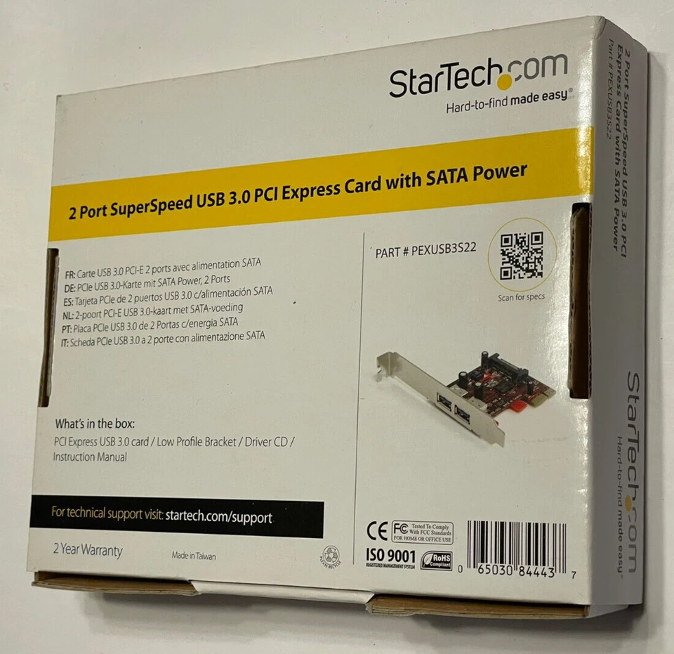 StarTech 2 Port SuperSpeed USB 3.0 PCI Express Card w/ SATA Power (PEXUSB3S22) - Image 2 of 4
