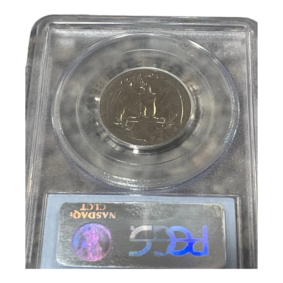 1970-D Washington Quarter error PCGS AU-50 Struck on dime stock thickness - Image 2 of 2