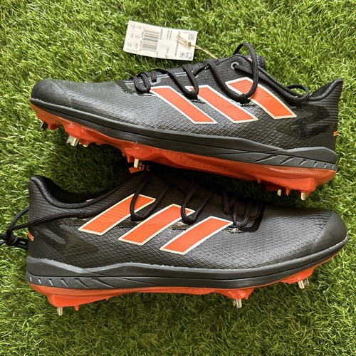 Adidas Adizero Afterburner Metal Baseball Cleats Black Orange H00975 Sz 13.5