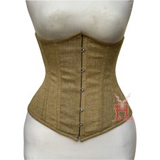 Underbust Corset Beige Cotton Waist Trainer Body Shaper Gothic Corset