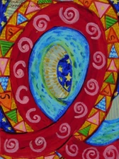 Patterned Loupe- original acrylic painting on watercolor paper Colorful!