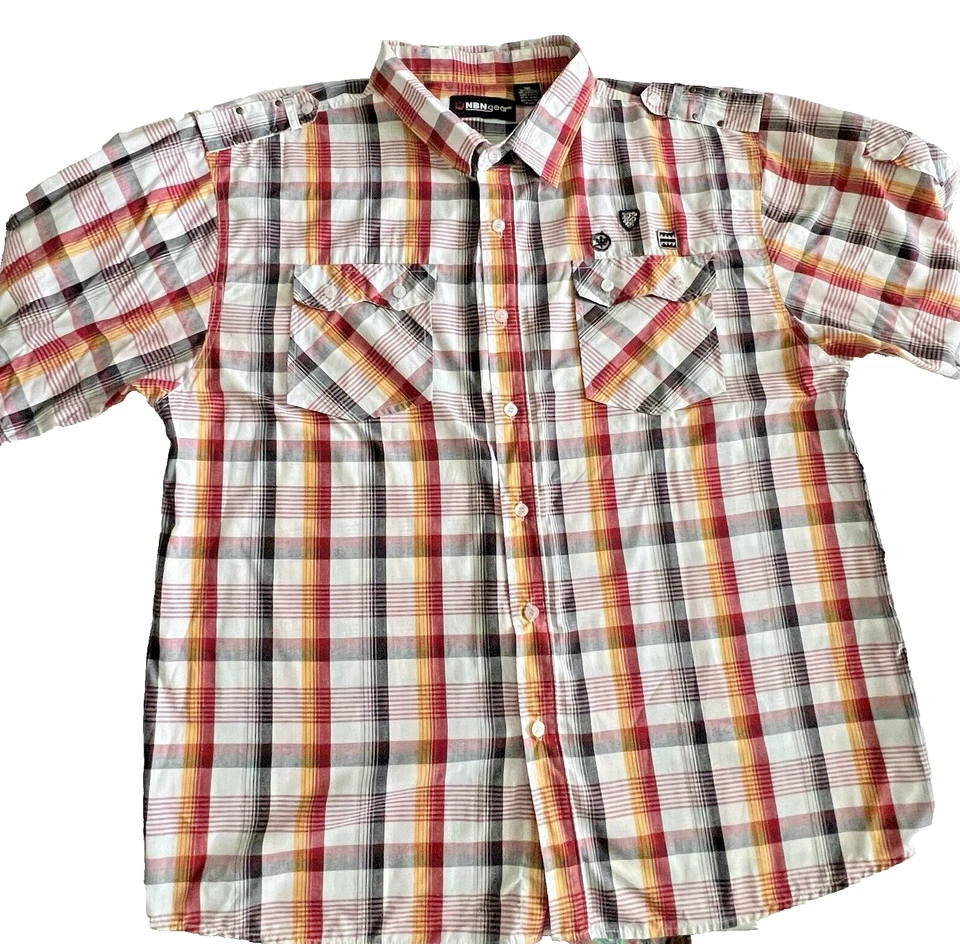 Camisa masculina NBN Gear 3XL 3XXX xadrez preppy casual y2k Gorpcore hipster costeira - Imagem 3 de 4