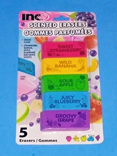 Inc Fruit Scented Erasers Pack Of Five Fun Learning Strawberry Banana Apple Grap