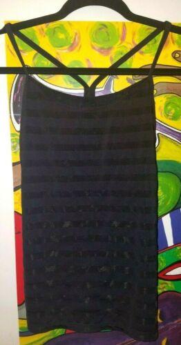 Lululemon Athletica Women's Mesh Accent Active Tank S/M Black Stripe T-Back