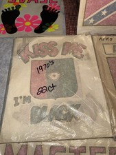 Vtg 1970s Lot Of 22 Iron-on Heat T-Shirt Transfers Kiss Me I’m Black Americana