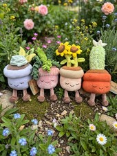 4 set Jazwares Greenhouse by Russ Plush Potted Plants Set Washable 12 in rare