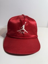 Vintage 1985 Nike Air Jordan Flight Red Satin Hat Snapback Hat Nissin CLEAN RARE