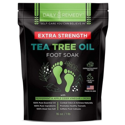 EXTRA STRENGTH Tea Tree Oil Foot Soak with Epsom Salt - Made in USA - for Toe...