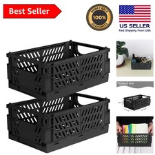 2-Pack Black Plastic Storage Crates - Versatile Organizing Solution at Home