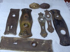 LOT OF Antique Vtg. Victorian Brass & Metal Door Knobs and Backplates