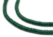 Forest Green Vinyl Phono Record Beads 4mm Ghana African Disk 34 Inch Strand