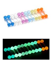 Oufksiyy 14G 16mm Glow in Dark Flexible 16mm, 14G-16mm(5/8INCH)-Barbell