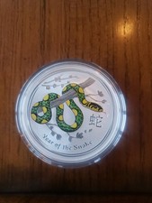 2013 Australia GREEN YELLOW SNAKE Lunar II - Colored 1 oz Silver coin - RARE!
